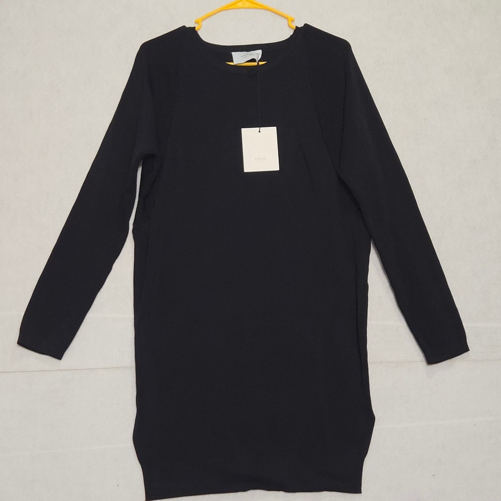LEGOE HERITAGE Black Crepe Knit Batwing Mini Dress Size 1/L‎ AW23CBATDRNLK1